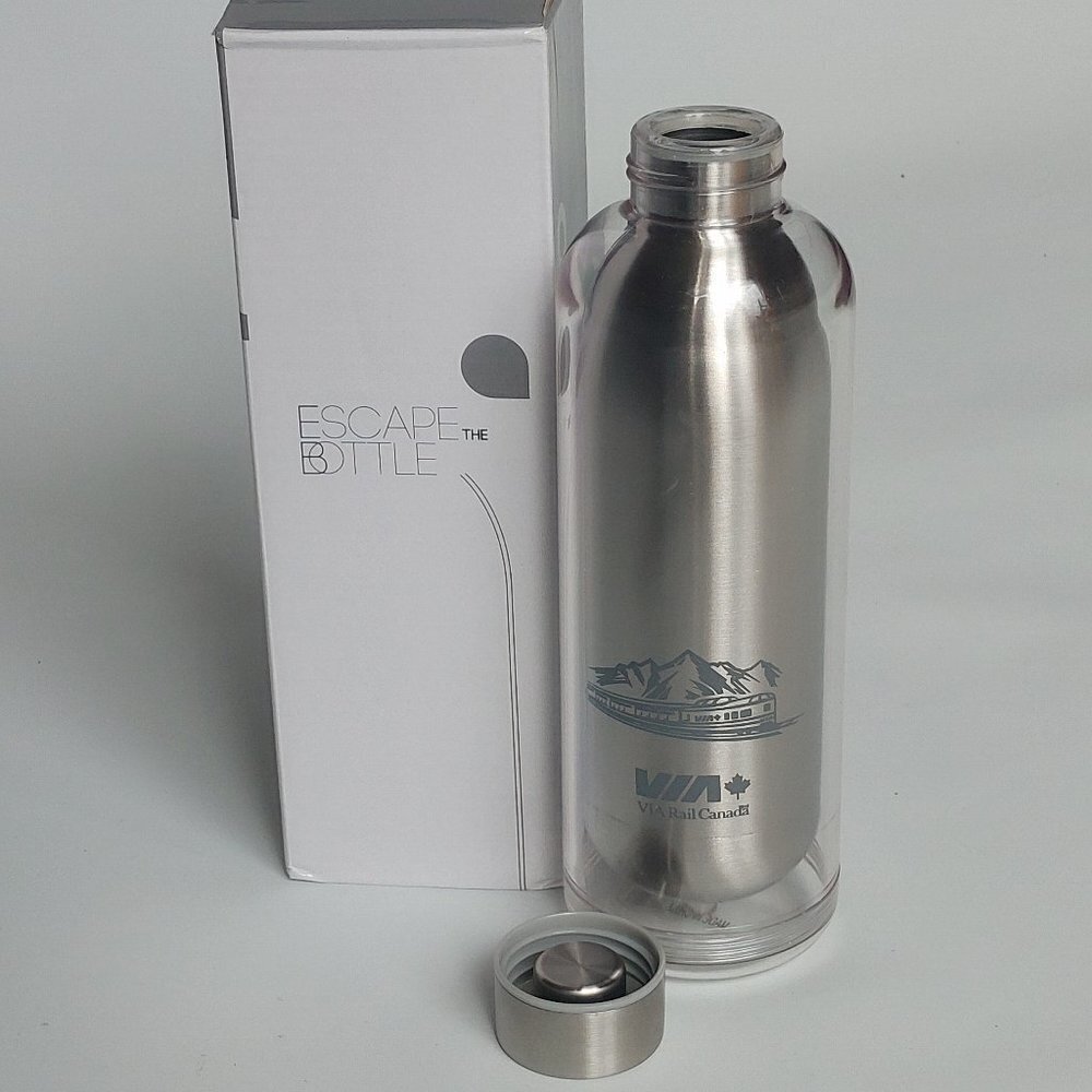 VIA RAIL Canada Stainless Steel Water Bottle BNIP Train Travel Bottle
